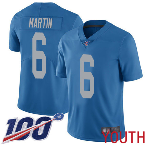 Detroit Lions Limited Blue Youth Sam Martin Alternate Jersey NFL Football #6 100th Season Vapor Untouchable->youth nfl jersey->Youth Jersey